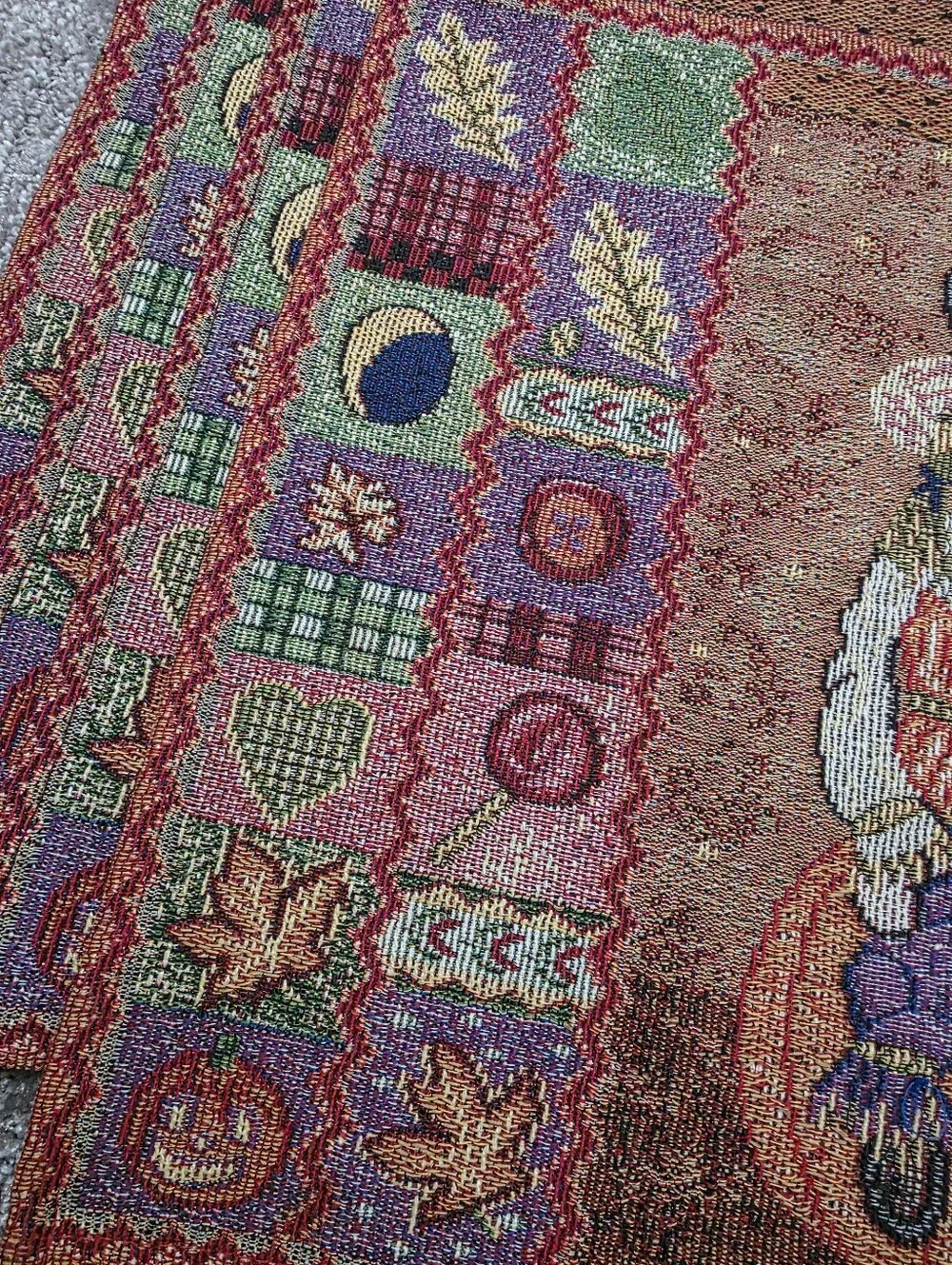 Four Tapestry Country Cottagecore Scarecrow Placemats Fall Folk Art Whimsical
